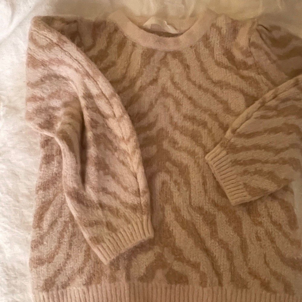 Mango Beige Zebra Pattern Sweater
